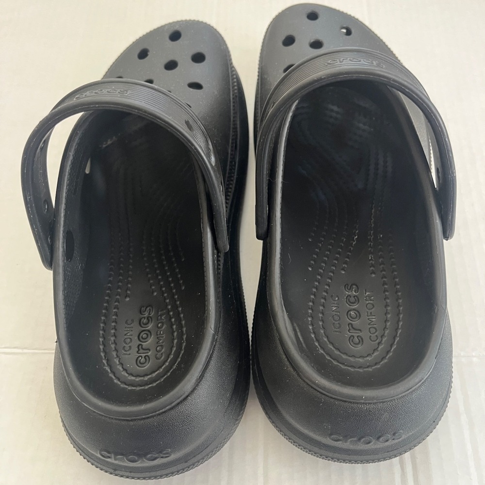 Crocs Iconic Comfort Cush Platform Clogs 7M 9W Black Healthcare Work Chunky Y2K - Picture 5 of 7